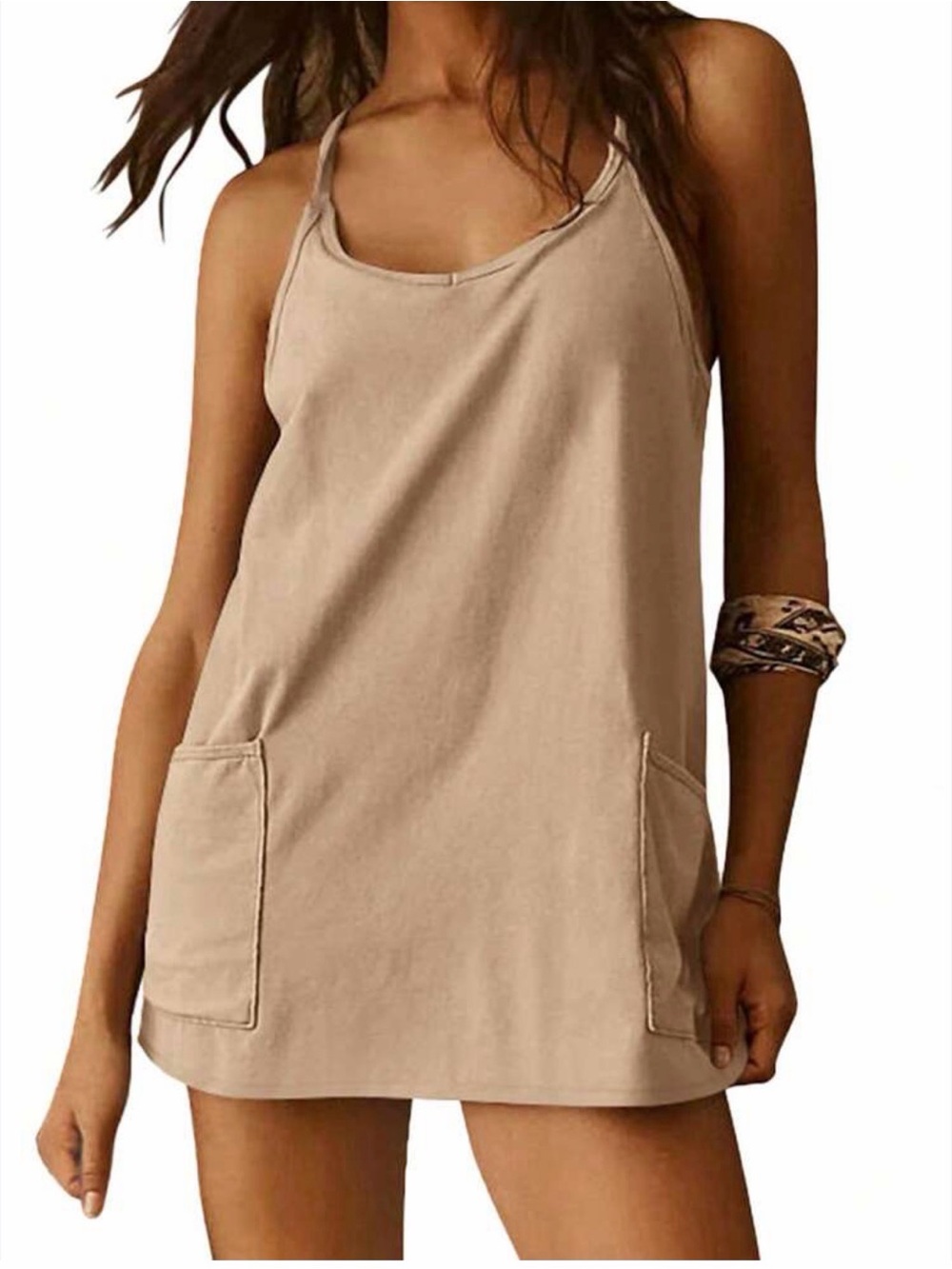 Beige Women's Swim Cover-Up Dress